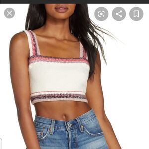 Free people xs knit cotton cream crop top..